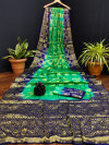 Sea green and royal blue color art silk saree with zari weaving work