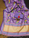 Purple color tussar silk saree with digital printed work
