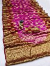 Rani pink and red color art silk saree with zari weaving work