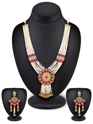 Stone Studded Long Necklace Set