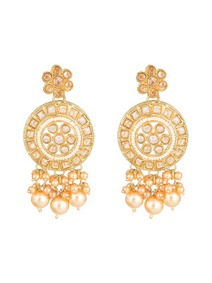 Golden Kundan & Pearls Studded Necklace Set
