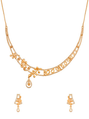 American Diamonds Studded Golden Necklace Set