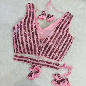 Bollywood style sequence blouse pink color