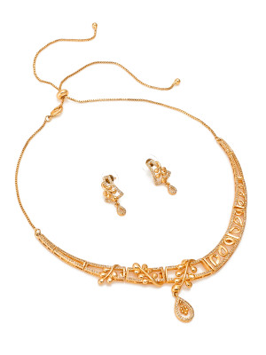 American Diamonds Studded Golden Necklace Set