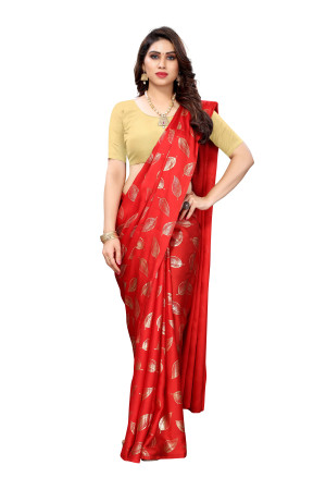 Red color pure Satin silk saree