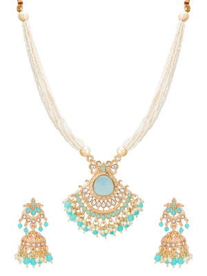 Blue Stone Studded Necklace Set
