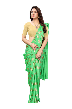 Pista green color pure Satin silk saree