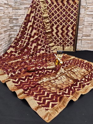 Magenta color art silk saree with zari weaving work