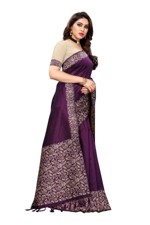 Wine color banglori handloom Raw Silk saree with weaving work