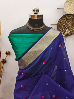 Purple color raw silk saree with zari woven work