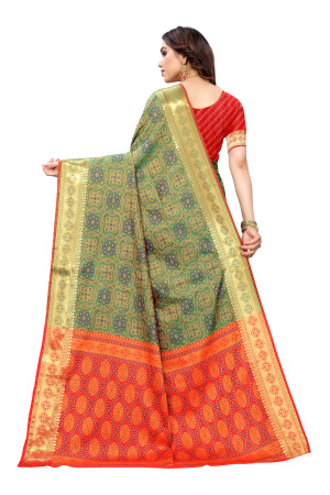 green color patola silk saree with weaving work