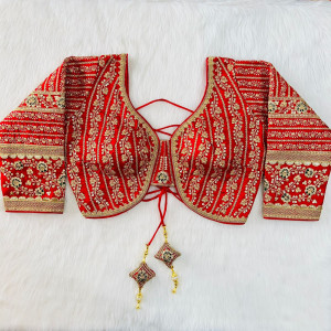 Heavy embroidery designer readymade red color blouse