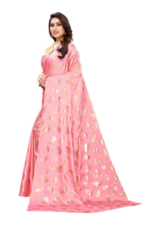 Baby pink color pure Satin silk saree