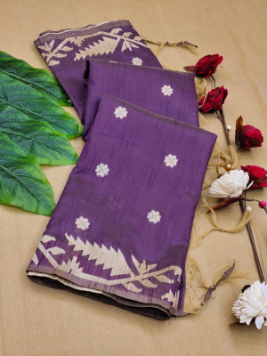 Magenta color raw silk saree with zari weaving work