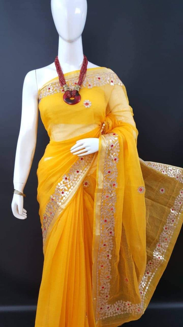 Buy Heer Fashion Women's Banarasi Silk Saree with Blouse Piece (Orange &  Blue) - HRFS_2001 BlueOrange at Amazon.in