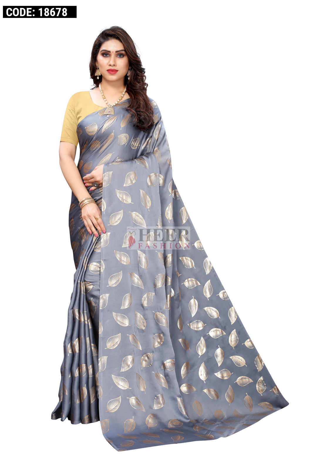 Grey Semi Silk Saree main image 0