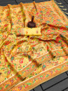 Light yellow color soft pashmina silk saree with zari weaving work