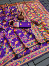 Wine color soft pashmina silk saree with zari weaving work