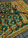 Dark green color soft pashmina silk saree with zari weaving work