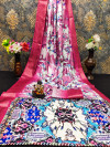 Pink color dola silk saree with floral digital printed work