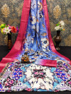 Sky blue color dola silk saree with floral digital printed work