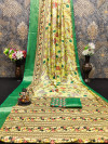Lemon yellow color dola silk saree with digital printed work
