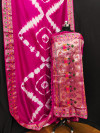 Rani pink color soft dola silk saree with zari weaving work