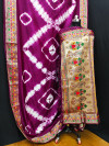 Magenta color soft dola silk saree with  shibori print & zari weaving work