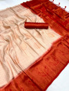 Cream color soft silk saree with zari weaving work