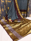 Multi color bandhani saree with zari weaving work