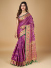Purple color patola silk saree with woven design