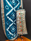 Firoji color soft dola silk saree with  shibori print & zari weaving work