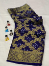 Blue color soft art silk saree with zari weaving work