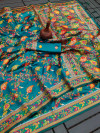 Firoji color soft pashmina silk saree with zari weaving work