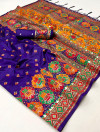 Purple color soft pashmina silk saree with woven design