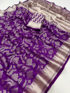 Magenta color soft brasso saree with zari weaving work