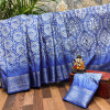 Blue color soft cotton silk saree with digital printed work