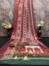 Maroon color dola silk saree with digital printed work