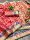Red color soft patola silk saree with zari weaving work