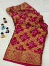 Pink color soft art silk saree with zari weaving work