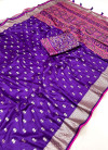 Wine color viscose silk saree with zari weaving work