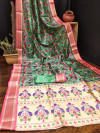 Sea green color paithani silk saree with digital printed work