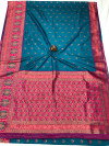 Firoji and pink color soft banarasi saree with zari weaving work