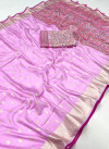 Baby pink color viscose silk saree with zari weaving work