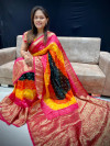Multi color bandhani saree with hand bandhej work