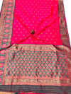 Rani pink color soft banarasi saree with zari weaving work