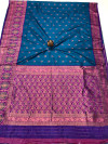 Firoji and purple color soft banarasi saree with zari weaving work