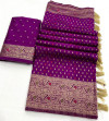 Wine color dola silk saree with zari weaving work