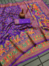 Violet color soft pashmina silk saree with woven design