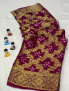 Magenta color soft art silk saree with zari weaving work